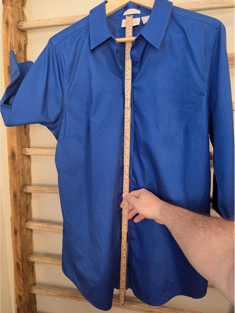Chico's No-Iron Blue Button-Up Shirt Dress Size 2.5 - Picture 5 of 7